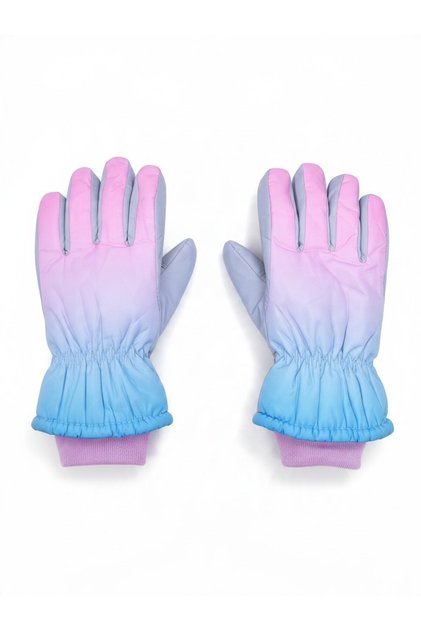 Girl'S-Teenager's Ski Gloves Waiter Size (9-14 Years) Snow Gloves |   Thick Plush Fur Inside |   Non-Slip Palm Water and Wind Resistant Gradient Gloves