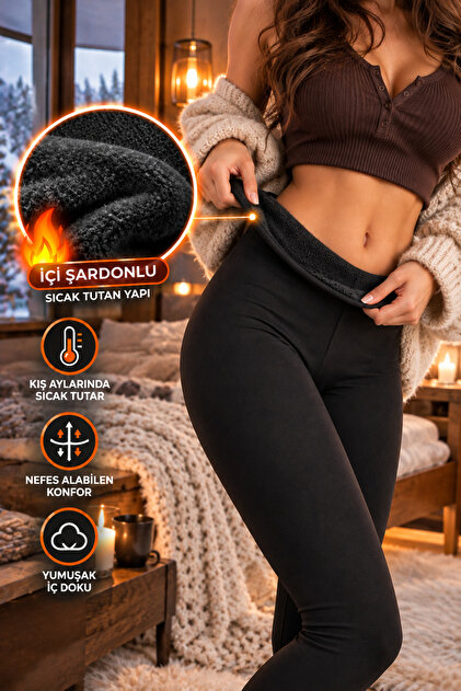 Thermal Women's Winter Tights with Internal Padding, Warm, High Waist, Shaping, Flexible Black Tights