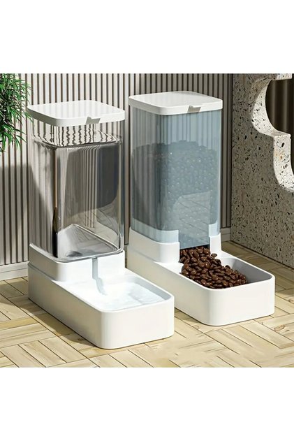 Set 3.8L x2.1kg 1pc/2pcs Automatic Dog Feeder/Water Dispenser, Plastic Gravity Dog Food And Water Di
