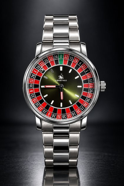 Men's Roulette Design Stainless Steel Wristwatch (Does Not Rotate Inside)