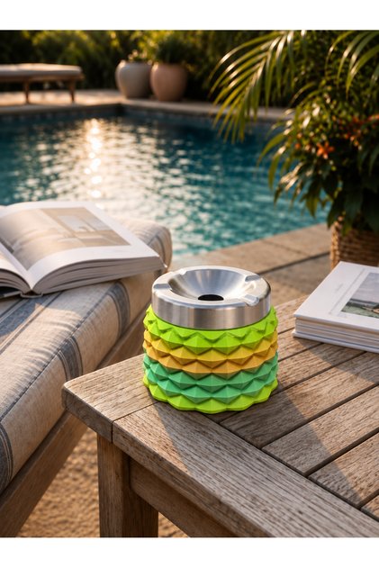 Shine Series Decorative 3-Slot Ashtray - Modern Premium