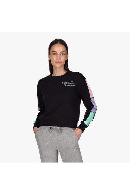 Hanorac crop top cu guler rotund
