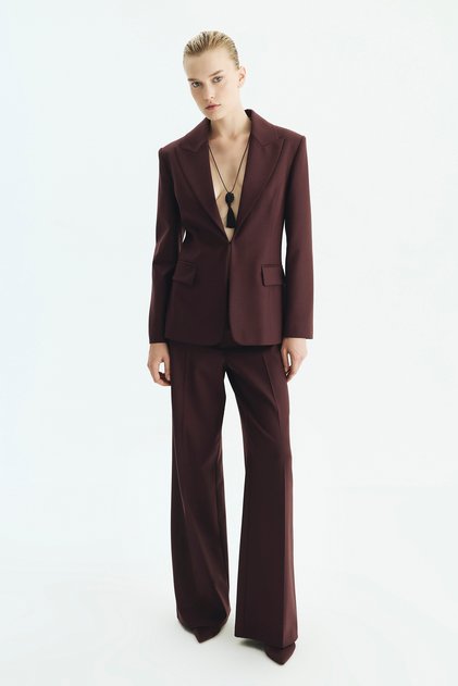 Bele Oturan Agraflı Blazer Ceket Bordo KK016017_008