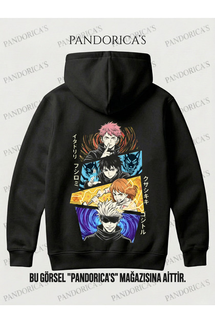 Jujutsu Kaisen Anime Design "Megumi, Gojo, Yuji, and Nobara" Back and Front Printed Unisex Hooded 100% Cotton Sweatshirt (Hoodie)