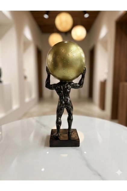 Golden Ball Holder Atlas Figure - Art Decoration