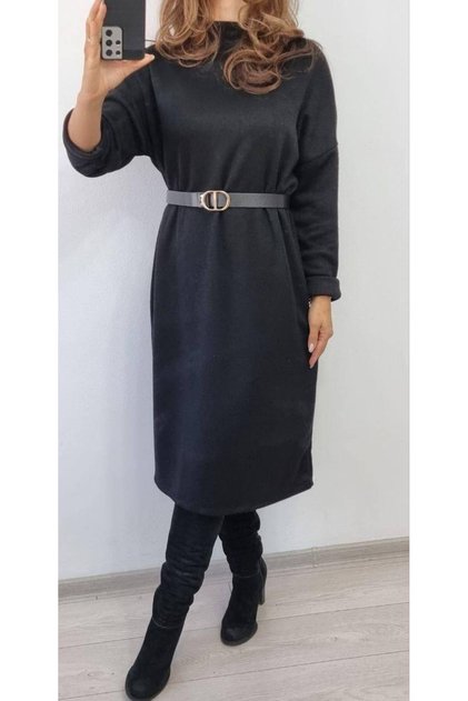 Rochie tricotată Luciana, pe croi larg, cu curea inclusă