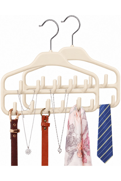 2-Pack Multi-Purpose Belt Hanger with 11 Hooks – Tie, Shawl, Scarf, and Jewelry Organizer for Inside the Closet