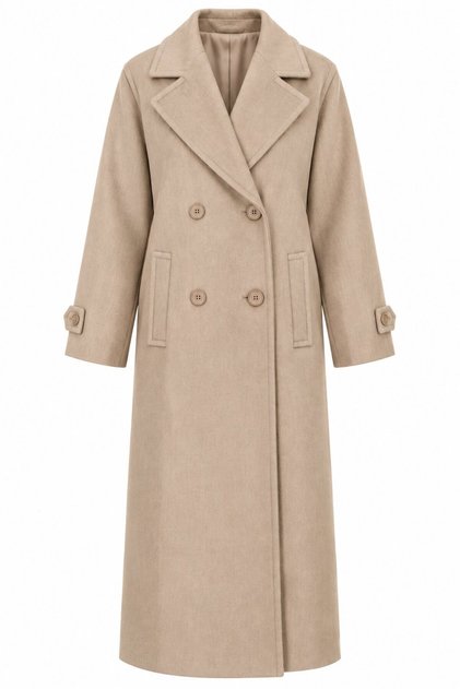 Mink Double-Breasted Collared Cashmere Coat - 9678