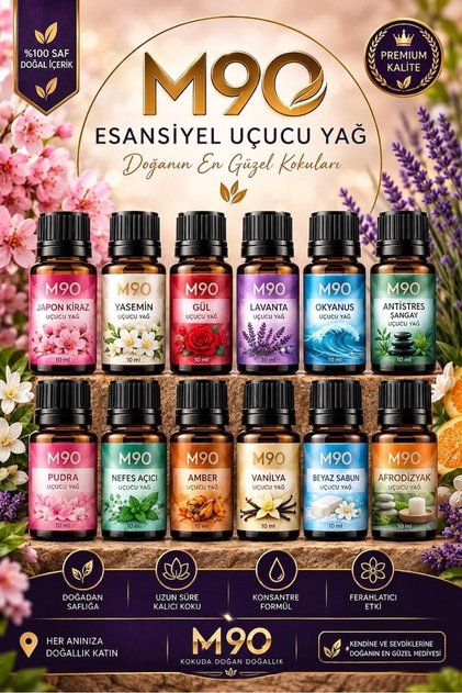 Premium 12li Set Esansiyel Uçucu Yağ Buhurdanlık Yağı Hava Nemlendirici Aroma Difüzörü Kokusu Esans