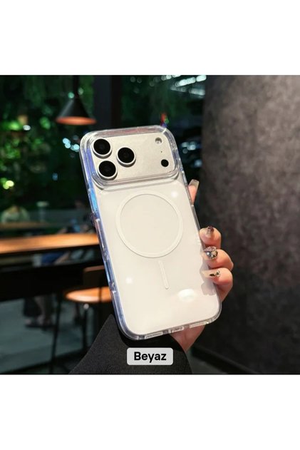 iPhone 16 Plus Uyumlu MagSafe Özellikli Beyaz Telefon Kılıfı