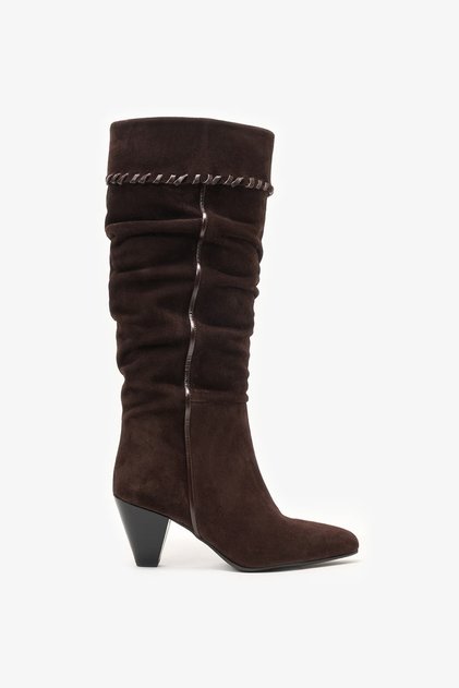 Cannes Brown Suede Leather Heeled Boots