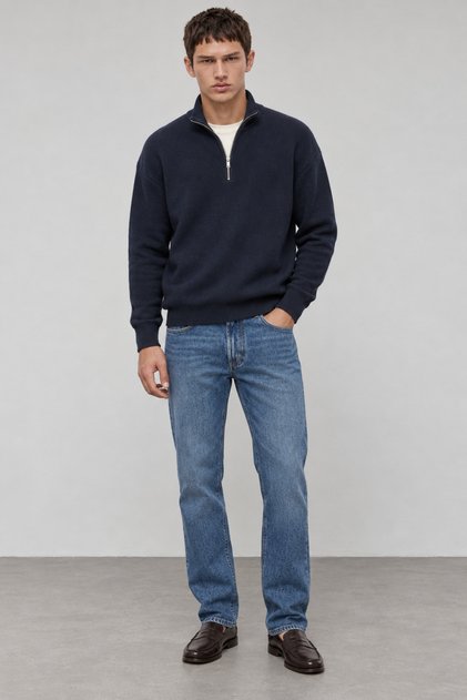 Half Zipper Stand Collar Men's Knitwear Sweater | Mew5111326-1