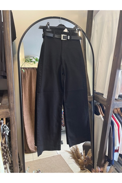 Yüksek Bel Siyah Geniş Paça Pantolon (Wide Leg / Palazzo)