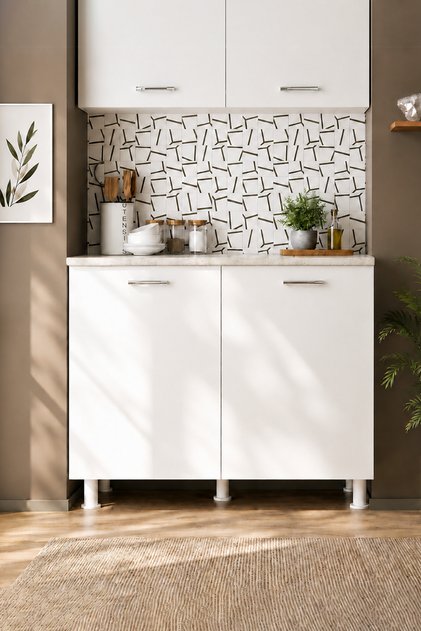 120 Cm Dora Tezgahlı Mutfak Alt Modülü, Çok Amaçlı Dolap