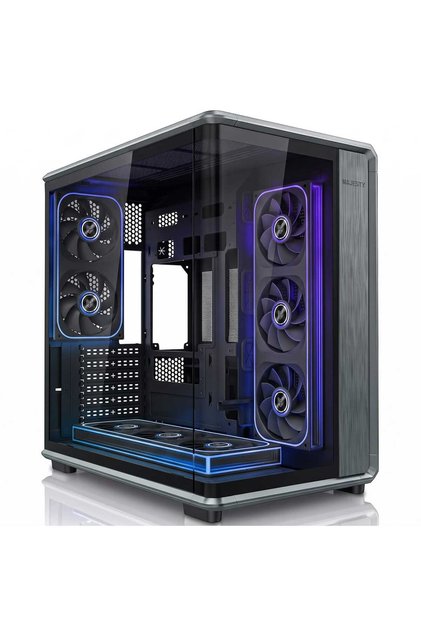 علبة كمبيوتر متوسطة الحجم TITAN باللون الرمادي مع 8 مراوح ARGB