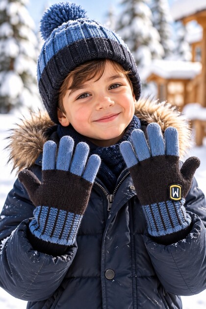 Ki̇tti̇ 26235-16 4-8 Years Old Boys' Knitted Gloves