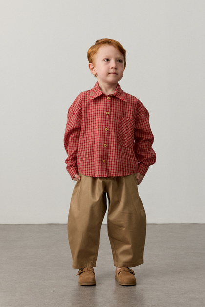 Plaid Oversize Shirt Red