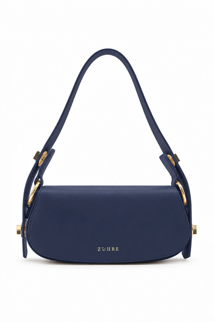 Baguette Navy Blue Bag with Buckle Closure 0068