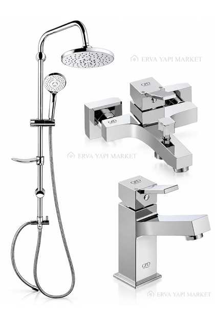 Tulio Bathroom and Sink Faucet Dst19-2 Rain Shower System 3-Piece Chrome Bathroom Set