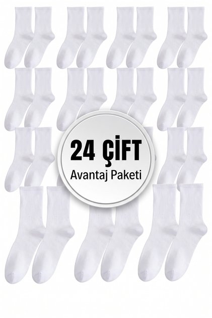 24 Pairs of Flat Ribbed Tennis Socks - Unisex
