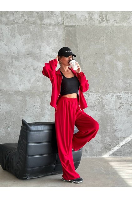 Women's High Waist Pleated Detailed Premium Tracksuit Set