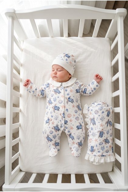 Caretta 3-Piece Organic Hospital Discharge Set 100% Cotton Newborn Baby Boy