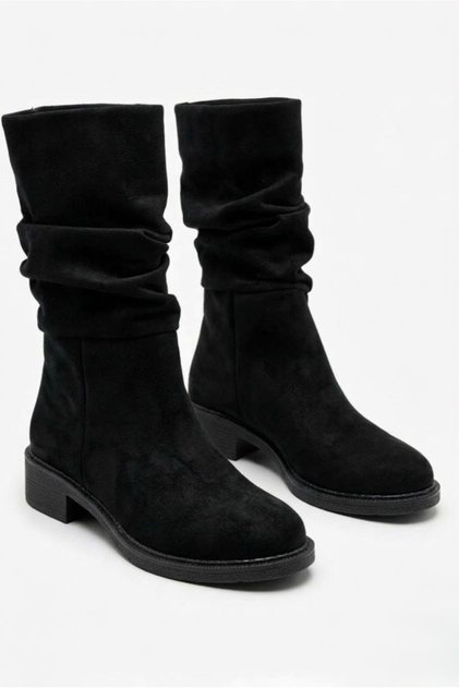 Women's Black Suede Drawstring Short Boots - Bellows Short Boots