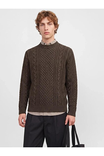 Jprblucallum cable knit crew neck