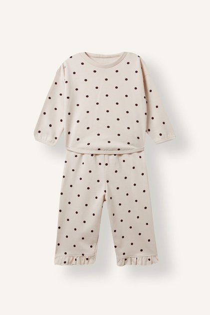 100% Cotton Polka Dot Ruffled Cuffs Thin 2-Piece Set for Baby Girl I3662A526Au