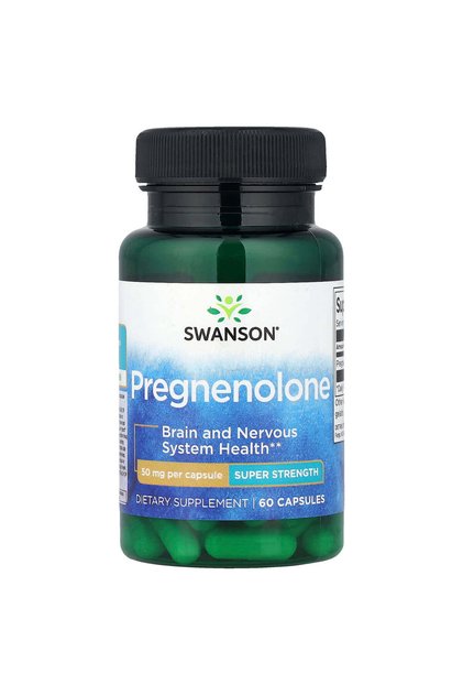 Swanson Vitamins Pregnenolone, Super Strength, 50 mg, 60 Kapsül-AlphaSupply