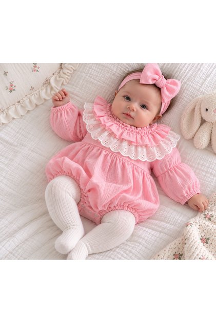 Pembe detay Romper
