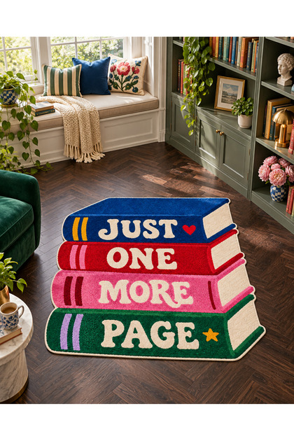 Auraplus Just One More Page Book Pattern Woven Base Decorative Carpet Auraplus152
