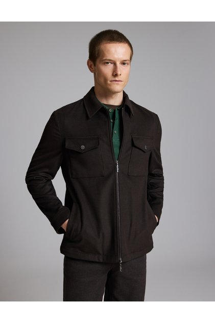 Brown Regular Fit Zippered Jacket 50327909-Vr029
