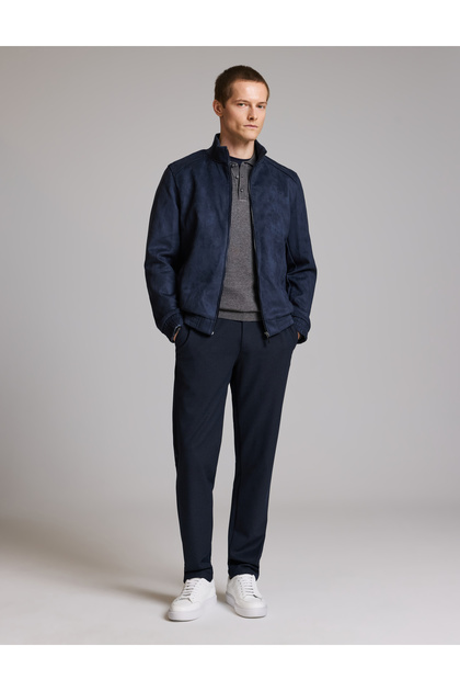 Navy Blue Slim Fit Fabric Trousers 50327899-Vr033