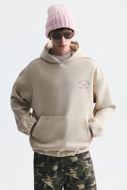 Oversize printed hooded sweatshirt