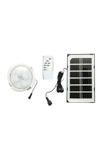 Plafoniera solara LED 50W, 6500K cu panou solar 3W, baterie LiFePO4 1800mAh, senzor miscare si telec