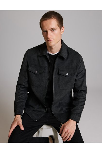 Anthracite Regular Fit Zippered Jacket 50327909-Vr006
