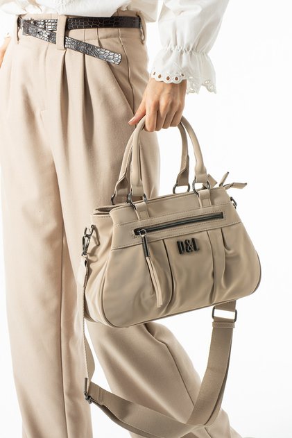 Soft Touch Premium Gummy Fabric, Women's Shoulder Bag - Beige Model: (D&L-14-19I)
