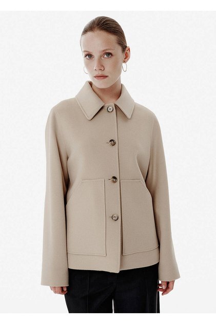 Relax Fit Pocket Detail Beige Coat