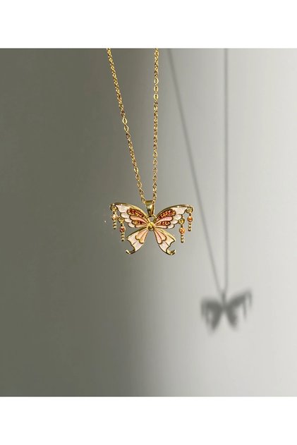 Steel Pink Tasseled Fairy Girl Necklace