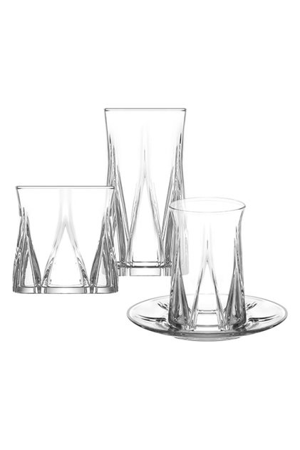 Zoey Dowry Set 24 Pieces (6 Tea Cups, 6 Tea Plates, 6 Soft Drink Cups, 6 Whiskey Glasses)
