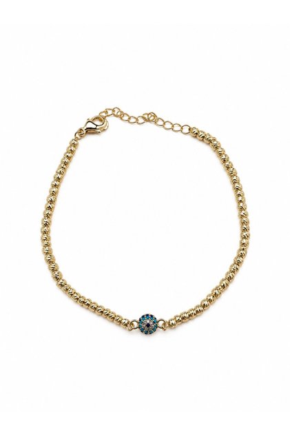 Nazar Figured Dorika Topcuk Row Gold Bracelet