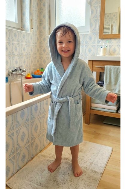 Outlet 100% Cotton Soft Bath Towel Bathrobe for Girls and Boys / Blue