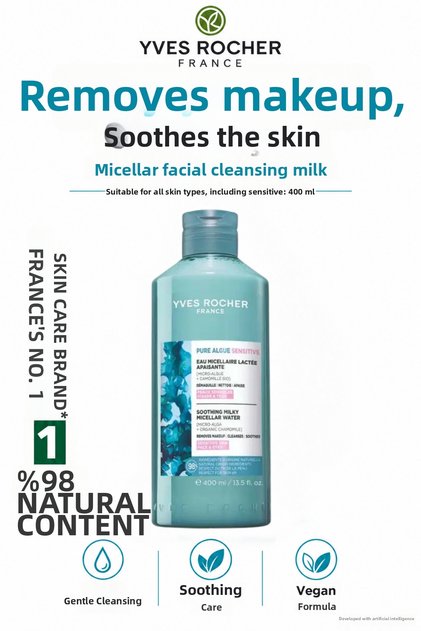 Soothing Ocean Seaweed Micellar Milk 400 ml - Large Size Leave-In Makeup Remover Care for Sensitive Skin