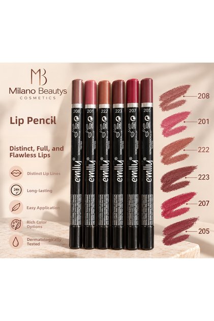 Emilly Lip Liner – 6 Different Color Options, Lip Contouring and Shaping Pencil