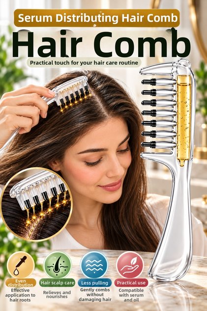 Serum Container Hair Comb Scalp Care Oil Serum Comb Massage Head Comb