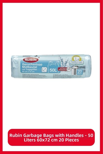 Garbage Bag with Handle - 50 Liters 60x72 Cm 20 Pieces