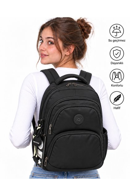 Waterproof Fabric School Bag Unisex School Backpack 2100 Black