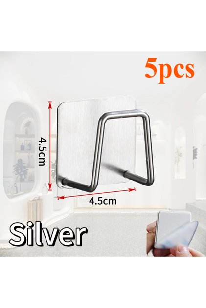 Silver-5pcs 1-5pcs Stainless Steel Sink Sponge Rack for Sponge Steel Wire Ball Draining Paste The In