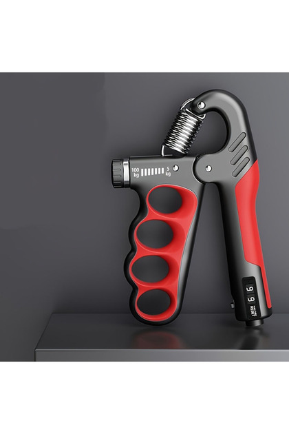 Red Grip Strength Trainer, Adjustable Resistance Forearm Strengthener, Five-Finger Hand Grip Strengt